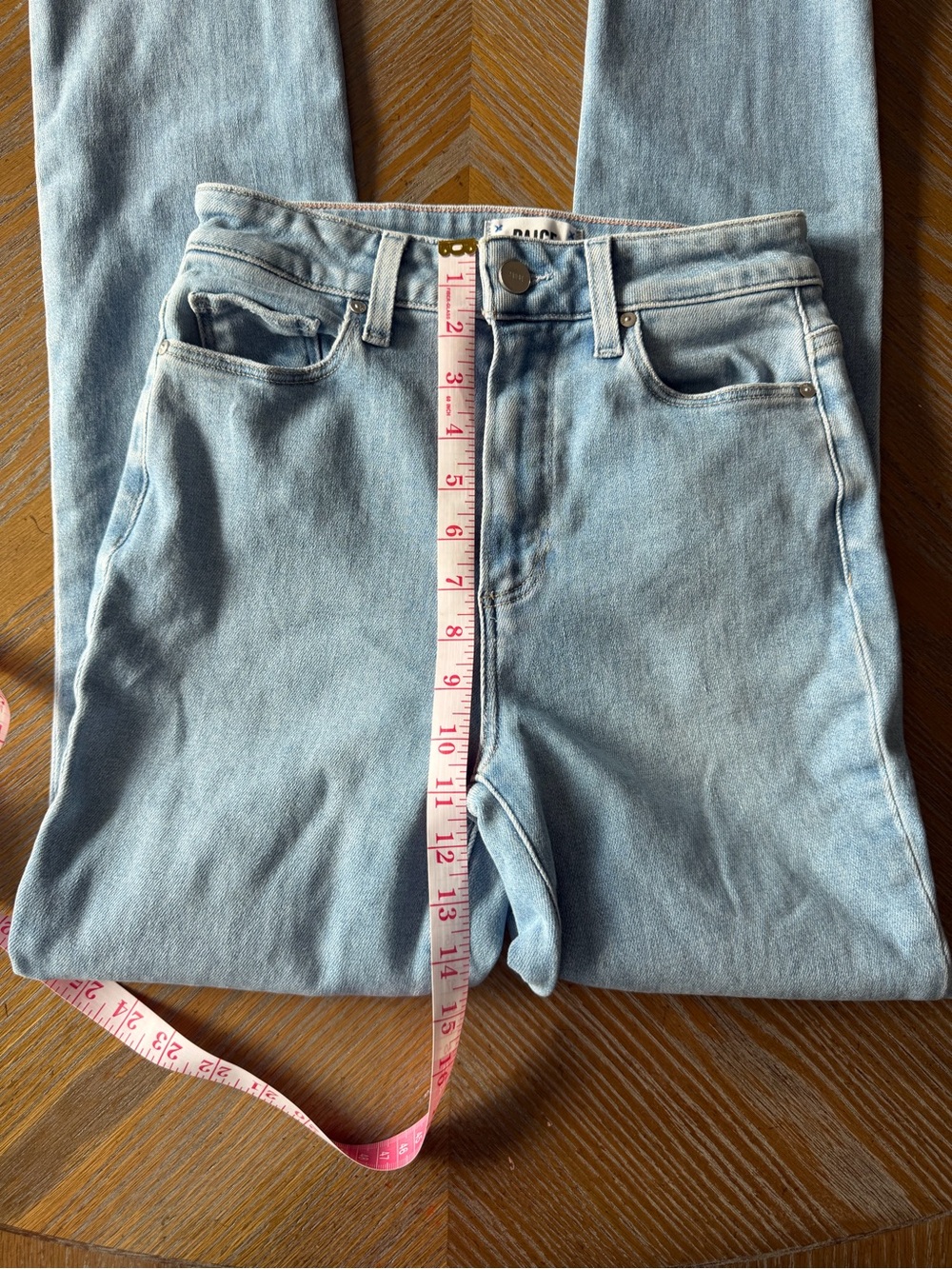 PAIGE Accent High Rise Ankle Straight Jeans Raw Hem Light Wash 27 - Picture 5 of 8
